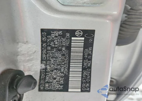 2013 Toyota Prius z USA, uszkodzony, nr VIN JTDKN3DU0D5649797